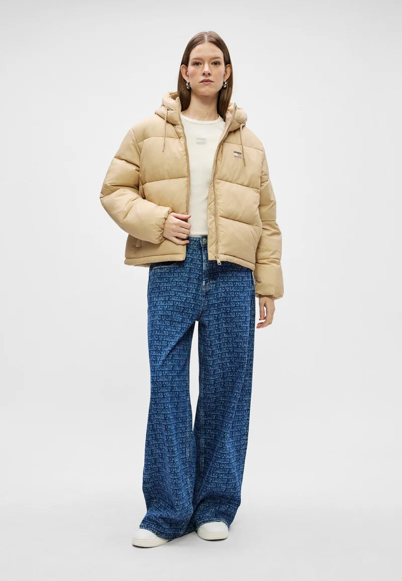 HOODED PUFFER JACKET - Winter jacket - malted milk