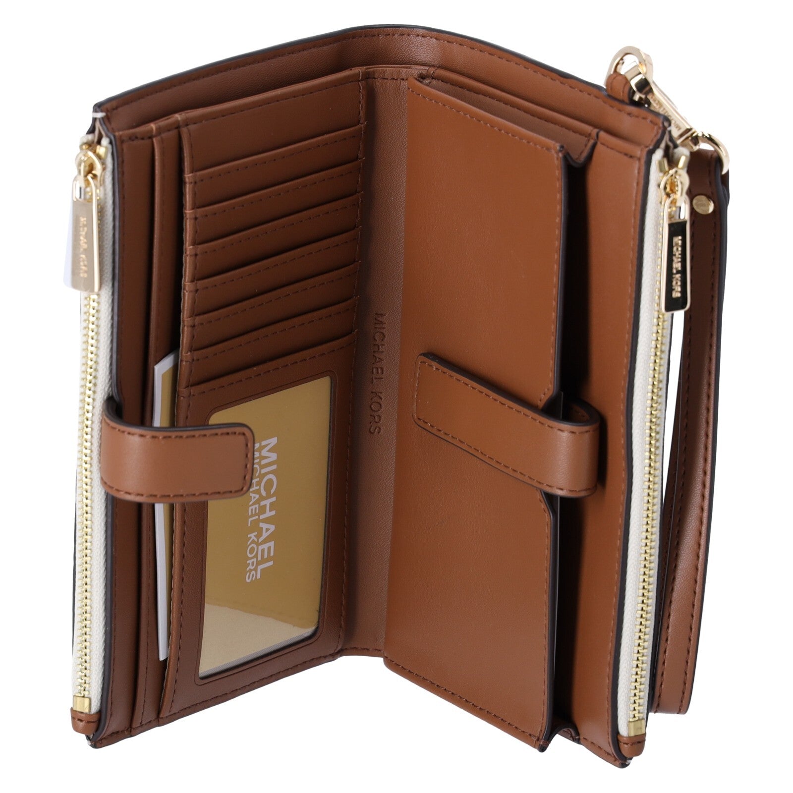 Michael Kors Jet Set Travel Double Zip Phone Wristlet MK Vanilla Signature