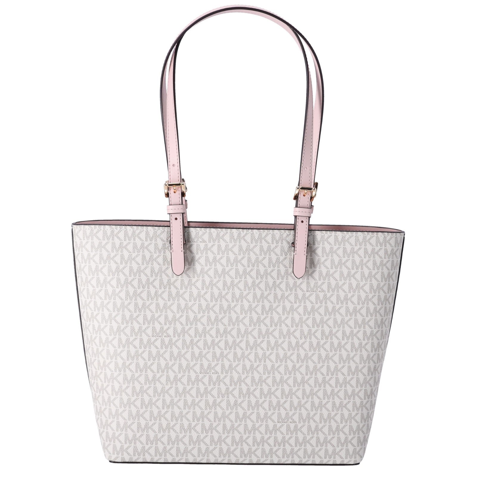 Michael Kors Jet Set Travel Medium Double Pocket Tote Vanilla MK Blush Pink